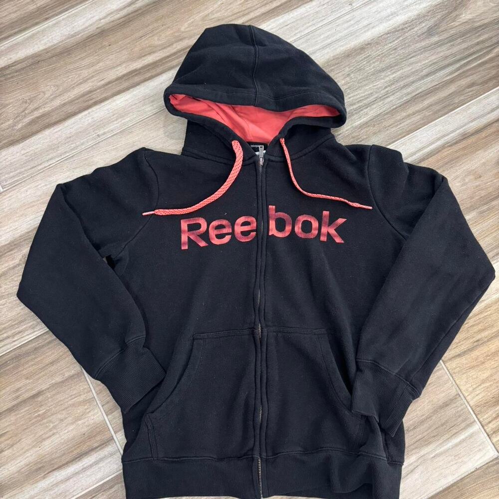 Reebok Womens Pink and Black Hoodie